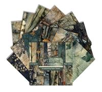 Watercolour Forest Scrapbook Paper Pad - 6×6 Inch 24 Sheets Green Woodland Patterned Craft Paper for Decoupage, Photo Albums, Card Making & Mixed Media Projects (Wither, 15×15cm)