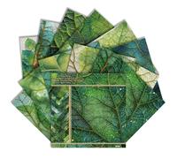 Watercolour Forest Scrapbook Paper Pad - 6×6 Inch 24 Sheets Green Woodland Patterned Craft Paper for Decoupage, Photo Albums, Card Making & Mixed Media Projects (Leaf Vein, 15×15cm)
