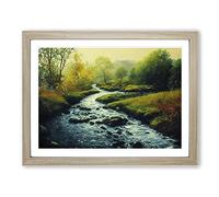 Watercolour Forest Steam Vol.3 Framed Print | A4 Oak Framed Wall Art | Ready to Hang | Modern Landscape Picture | Living Room Bedroom Lounge Office