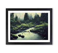 Watercolour Forest Steam Vol.5 H1022 Framed Print for Living Room Bedroom Home Office Décor, Wall Art Picture Ready to Hang, Black A2 Frame (64 x 46 cm)