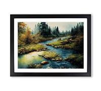 Watercolour Forest Steam Vol.6 H1022 Framed Print for Living Room Bedroom Home Office Décor, Wall Art Picture Ready to Hang, Black A4 Frame (34 x 25 cm)
