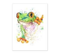 Watercolour Frog Bright Art Print Canvas Premium Wall Decor Poster