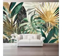 Watercolour Geometric Line Plant Palm Leaf Pattern Non-Woven Wallpaper | Bohemian Style Multicolour Wallpaper, 200x140cm Feature Wallpaper for Bedroom Adults Teenager Living Room