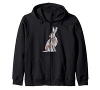 Watercolour Hare Art Wild Animal Hare Lover Wildlife Zip Hoodie