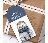 Watercolour Hedgehog Christmas Gift Tags (Present Favor Labels)