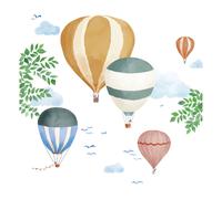 Watercolour Hot Air Balloon Sticker Multicoloured one size