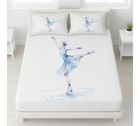 Watercolour Ice Skating Small Double Fitted Sheets - 30 cm Deep, Elegant Dancer Snow And Ice Bedding Set, Soft Brushed Microfiber Fade Resistant Breathable Bed Sheet 120 x 190 cm
