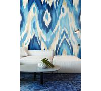 Watercolour Ikat Wall Mural Origin Murals Blue W300cm x H240cm