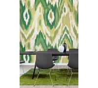 Watercolour Ikat Wall Mural Origin Murals Green W350cm x H280cm