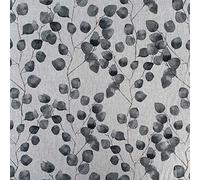 Watercolour Leaves Digital Printed Cotton Rich Linen Vintage Look Quilting Craft Project Cushion Curtain Furnishing Upholstery Home Fabric Material | 55" - 140 cm Wide (per Metre, Grey)