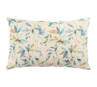 Watercolour Leaves Linen Blend XL Rectangular Cushion Cover. Sweeping Botanical Garden Landscape in Peacock Blue and Teal Green. 23x15" XL Rectangle Cover Only