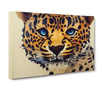 Watercolour Leopard Vol.1 Canvas Print | Gallery Wrapped 30mm Frame Wall Art | 30x20 inches | Ready to Hang | Contemporary Animals Picture | Living Room Bedroom Lounge Office