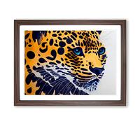 Watercolour Leopard Vol.3 Framed Print | A4 Walnut Framed Wall Art | Ready to Hang | Modern Animal Picture | Living Room Bedroom Lounge Office