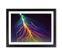 Watercolour Lightning Bolt Vol.2 Framed Print | A3 Black Framed Wall Art | Ready to Hang | Modern Landscape Picture | Living Room Bedroom Lounge Office