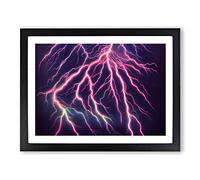 Watercolour Lightning Vol.2 Framed Print | A4 Black Framed Wall Art | Ready to Hang | Modern Landscape Picture | Living Room Bedroom Lounge Office