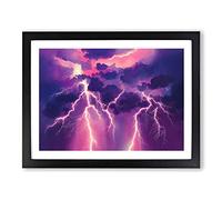 Watercolour Lightning Vol.3 Framed Print | A4 Black Framed Wall Art | Ready to Hang | Modern Landscape Picture | Living Room Bedroom Lounge Office
