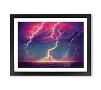 Watercolour Lightning Vol.4 Framed Print | A4 Black Framed Wall Art | Ready to Hang | Modern Landscape Picture | Living Room Bedroom Lounge Office