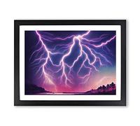 Watercolour Lightning Vol.5 Framed Print | A2 Black Framed Wall Art | Ready to Hang | Modern Landscape Picture | Living Room Bedroom Lounge Office