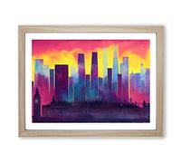 Watercolour London Skyline Vol.2 Abstract Framed Print | A2 Oak Framed Wall Art | Ready to Hang | Abstract Cityscape Picture | Living Room Bedroom Lounge Office