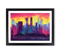 Watercolour London Skyline Vol.2 Abstract Framed Print | A4 Black Framed Wall Art | Ready to Hang | Abstract Cityscape Picture | Living Room Bedroom Lounge Office