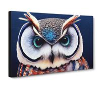 Watercolour Long Eared Owl Canvas Wall Art Print 30x20 Inch