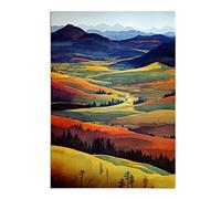 Watercolour Meadow Landscape No.4 | Unframed Wall Art Print | Ready to Frame Poster | Modern Home Decor Picture | Artwork for Living Room, Bedroom, Kitchen or Office | A2 (42x59.4 cm)