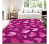 Watercolour Minimalist Romantic Valentine Decoration Area rug 80 x 150 cm, Pink Hearts Short Pile Indoor Carpet for Wedding-Themed Room, Non Slip Washable Carpet