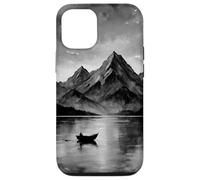 Watercolour Mountain Lake with Boat at Sunset - Calm Nature Case for iPhone 12/12 Pro