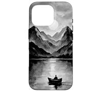 Watercolour Mountain Lake with Boat at Sunset - Calm Nature Case for iPhone 16 Pro