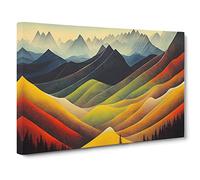 Watercolour Mountain Scene Vol.1 Canvas Print | Gallery Wrapped 30mm Frame Wall Art | 30x20 inches | Ready to Hang | Contemporary Landscape Picture | Living Room Bedroom Lounge Office