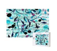 Watercolour Music Branches Leaves,300 Pieces Wooden Jigsaw Family Game Jigsaw Puzzles for Adults Teens Home Decor