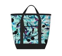 Watercolour Music Branches Leaves,Lunch Bags Large Capacity Insulated Tote Bag For Women Men Work Picnic Travel