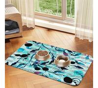 Watercolour Music Branches Leaves,Waterproof Pet Feeding Mat,PU Leather Placemats for Cat Dog Water Bowl,Food Mats,30x45cm