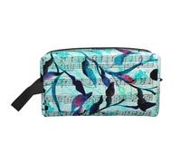 Watercolour Music Branches LeavesMakeup Trave Bag for Women,Cosmetic Large Capacity Organizer
