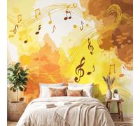 Watercolour Music Wall Mural Wallpaper, Musical Notes Wallpaper Decorative Wall Mural for Bedroom Study Living Room Home Decor Photo, 200 x 140 cm(W x H)