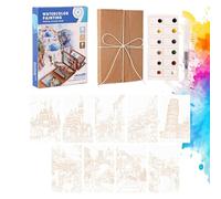 Watercolour Notebook with Painting - Pocket Nomadic Drawing Kit, Watercolour Notebook - Gift for Beginners Artists, Travelers, Cafe, Park, Hiking