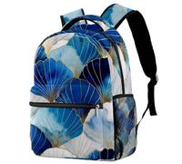 Watercolour Ocean Seashells with Golden Line University Laptop Backpack, Travel Bag Large Capacity & Adjustable Strap