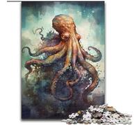 Watercolour Octopus Jigsaw Puzzles for Adults 1000 Piece Difficult Puzzles for Adults DIY Decoration, Brain Challenge, for Adult, Family, size 50x75cm