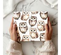 Watercolour Owl Wrapping Paper Sheet - Woodland Bird Gift Wrap for Birthdays, Nature Lovers, or Animal-Themed Gifts - W81 (White, Small Sheet - 30 x 40cm/ 11.8" x 15.7" inches)