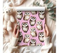 Watercolour Owl Wrapping Paper Sheet - Woodland Bird Gift Wrap for Birthdays, Nature Lovers, or Animal-Themed Gifts - W81 (Light Pink, Medium Sheet - 42 x 58cm / 15.7" x 22.8" inches)