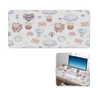 Watercolour Owls Desk Pad Non-Slip Desk Mouse Mat with Smooth Surface Pu Leather Mouse Pad 90X42 CM Large Mousemat Accessories for Boys Girls Home Office Gifts Mousepads for School Home Office Table