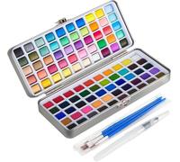 Watercolour Paint Set - 100 Colours with Metallic, Fluorescent & Macaron Shades - Complete Set with 4 Brushes