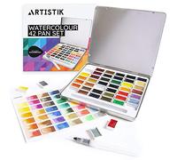 Watercolour Paint Set - 42 Pans Richly Pigmented Artist Quality Colours Includes 6 Vibrant Metallics, 1 Waterbrush Pen in a Metal Tin, for Professionals Artists, Beginners