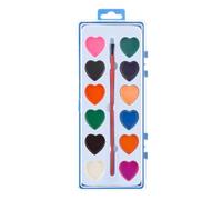 Watercolour Paint Set - Heart Shaped Washable Painting Supplies for Kids | Interactive Art Set for Homeschooling and Classroom, Creative Gift for Scrapbooking, Parties and Christmas Crafts