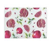 Watercolour Painted Glass Chopping Board - Rectangular Large Pomegranate Print Glass Worktop Protector - Smooth Board Kitchen Cutting Board Worktop Saver with Non-Slip Feet 39cm x 28.5cm (15" x 11")
