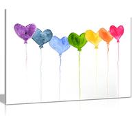 Watercolour Painting Hearts Bathroom Bedroom Canvas Wall Art Picture Print (12x8)