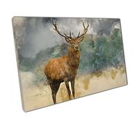 Watercolour Painting Of Majestic Powerful Red Deer Stag Wall Art Print On Canvas Picture For Home Office Decor 91x61cm (36x24In)