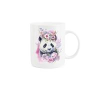 Watercolour Panda Mug - Pink Blossoms Floral Gift - Tea/Coffee Bone China Cup Present for Animal Lovers