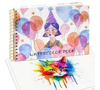Watercolour Paper A4 Sketchbook Pad - Cold Pressed 80 Pages/ 40 Sheets Sketch Book Spiral Bound Art Book Painting Drawing Journal Water Color Pads for Artist Aids Adults - for Dry Wet Mixed Media