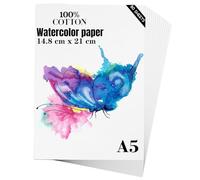 Watercolour Paper A5 (14.8cm×21cm) 80 Sheets, Heavyweight 300GSM Cold Press Natural Cotton Paper for Students Artists Watercolor Drawing